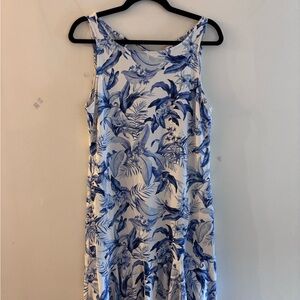 Tommy Bahama Blue and White Tropical Midi Dress